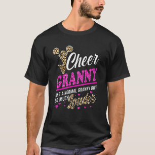 Cheer Granny Größte Fan Leopard Print und Pom Pom T-Shirt