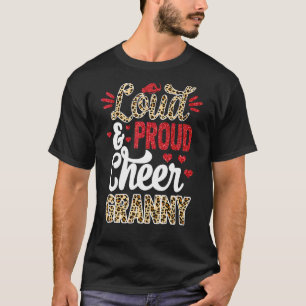 Cheer Granny Größte Fan Leopard Print und Pom Pom T-Shirt
