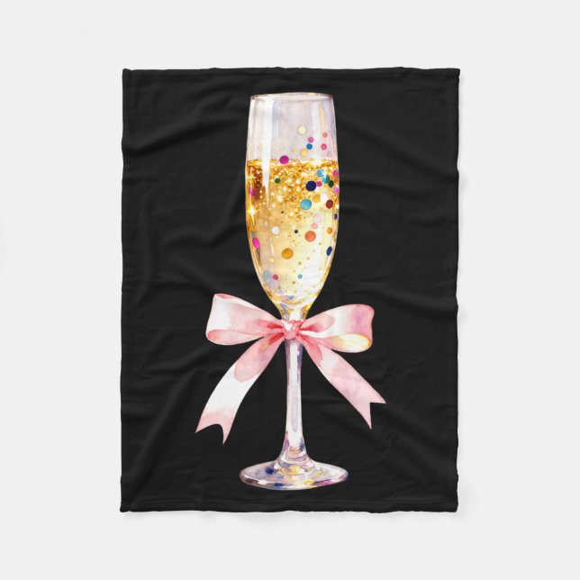 Cheer Happy New Year Coquette Bow Champagne New Ye Fleecedecke (Vorderseite)