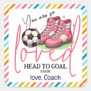 Cheer HEAD to Goal Gift Tags für Cheerleader Quadratischer Aufkleber
