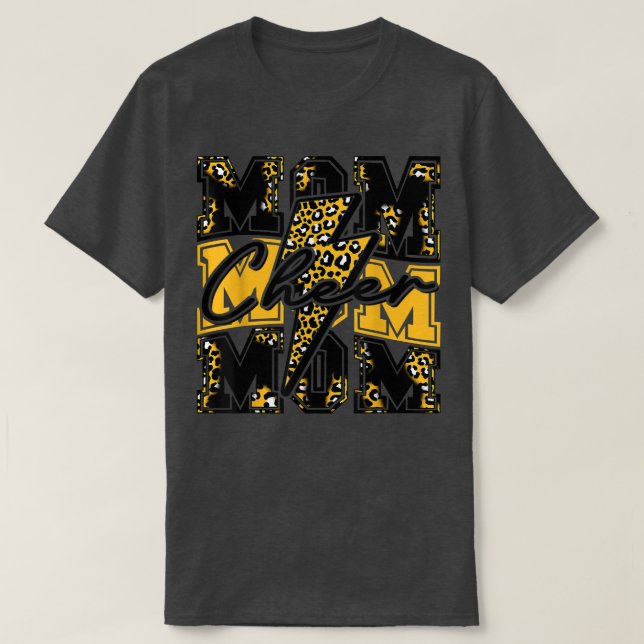Cheer Mama Blitz Bolt Cheer Leopard Black Gold T-Shirt (Design vorne)