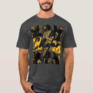 Cheer Mama Blitz Bolt Cheer Leopard Black Gold T-Shirt