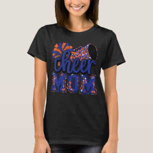 Cheer Mama Blue Orange Leopard Cheer Poms & Megaph T-Shirt