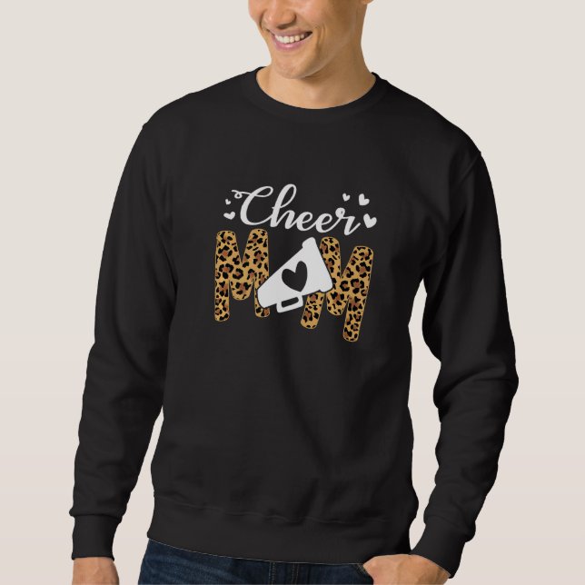 Cheer Mama Leopard Messy Bun Cheerleader Bleached Sweatshirt (Vorderseite)