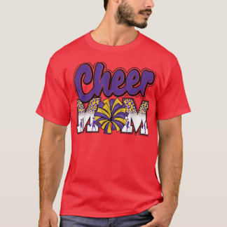 Cheer Mama Lila Goldleopard-Briefe Cheer Pom Po T-Shirt