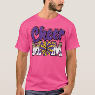 Cheer Mama Lila Goldleopard-Briefe Cheer Pom Po T-Shirt