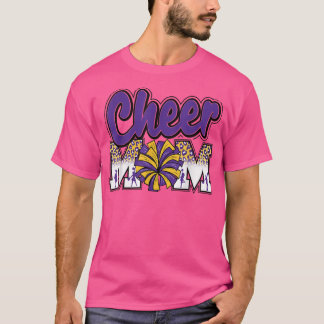 Cheer Mama Lila Goldleopard-Briefe Cheer Pom Po T-Shirt