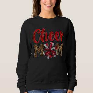 Cheer-Mama-maroon-Leopard-Buchstaben-Cheer-Pom-Pom Sweatshirt