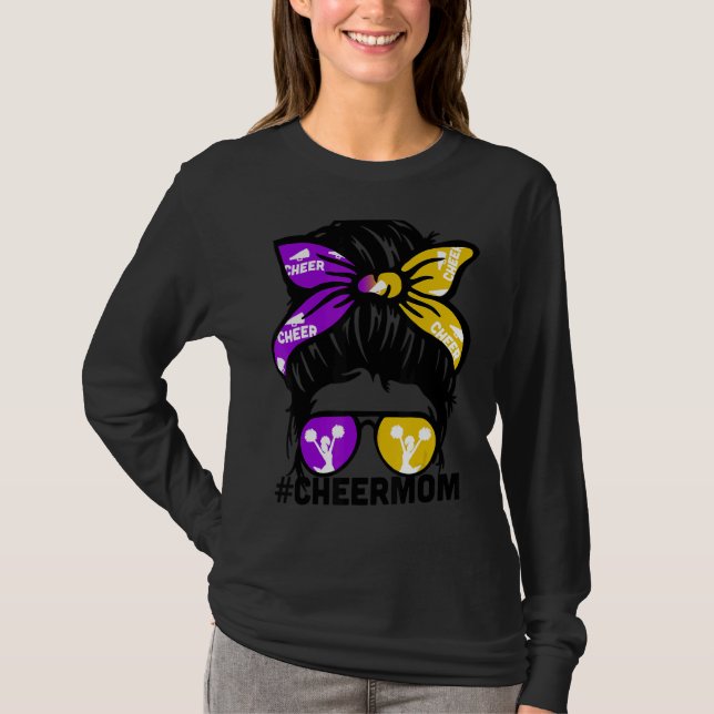Cheer Mama Puple & Gold Cheerleader Mama Me T-Shirt (Vorderseite)