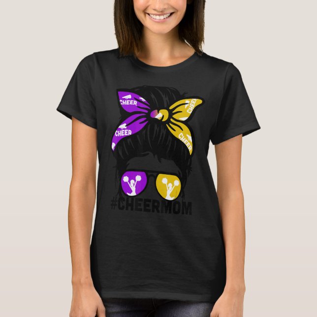 Cheer Mama Puple & Gold Cheerleader Mama Me T-Shirt (Vorderseite)