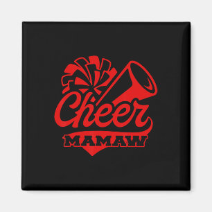 Cheer Mamaw größter Fan Schwarz-Rote Pom-Poms Magnet