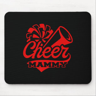 Cheer Mammy größter Fan Schwarz und Roter Pom Pom Mousepad