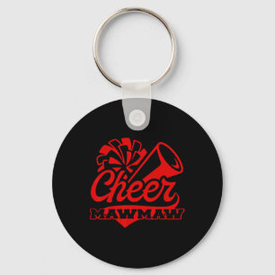 Cheer Mawmaw größter Fan Schwarz-Rot-Pompom Schlüsselanhänger