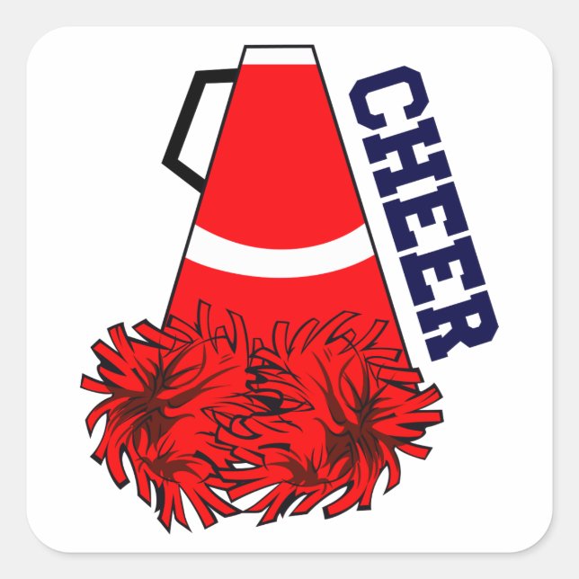 Cheer Megaphone Quadratischer Aufkleber (Vorderseite)