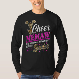 Cheer Memaw Größte Fan Leopard Print und Pom Pom T-Shirt