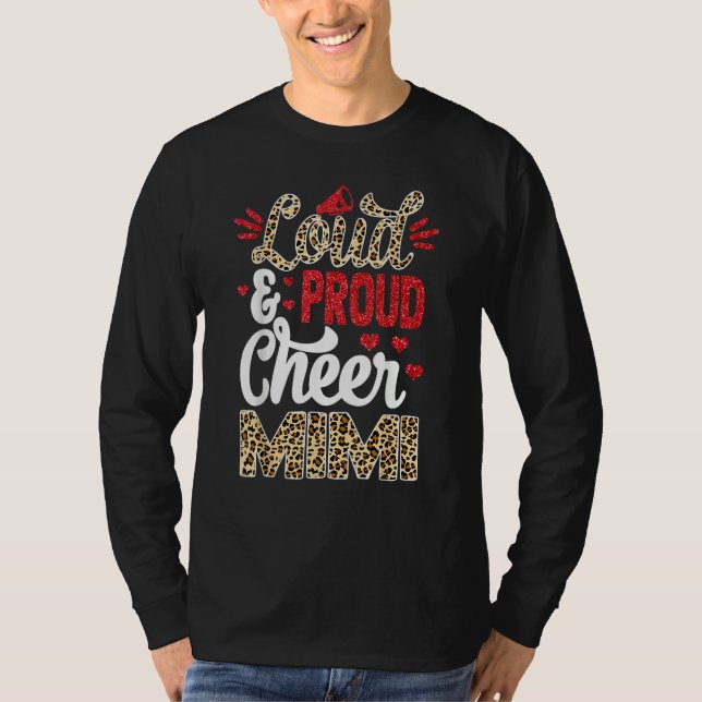 Cheer Mimi Biggest Fan Leopard Print And Pom Pom T-Shirt (Vorderseite)