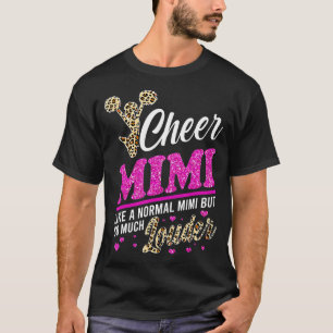 Cheer Mimi größte Fan Leopard Print und Pom Pom T-Shirt