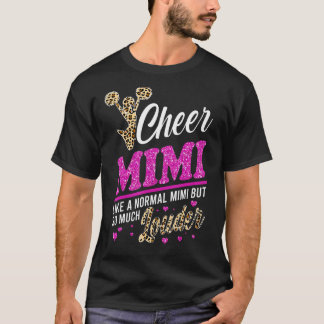 Cheer Mimi größte Fan Leopard Print und Pom Pom T-Shirt