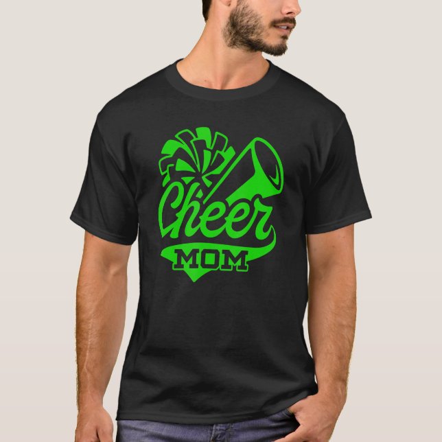 Cheer Mom Biggest Fan Leopard Print Black And Gree T-Shirt (Vorderseite)