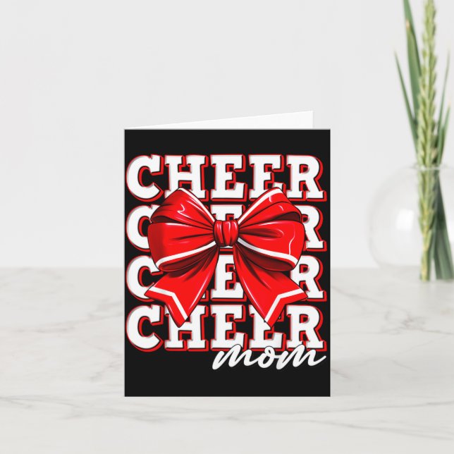 Cheer Mom Cheerleader Bow Biggest Fan Red Team  Karte (Vorderseite)