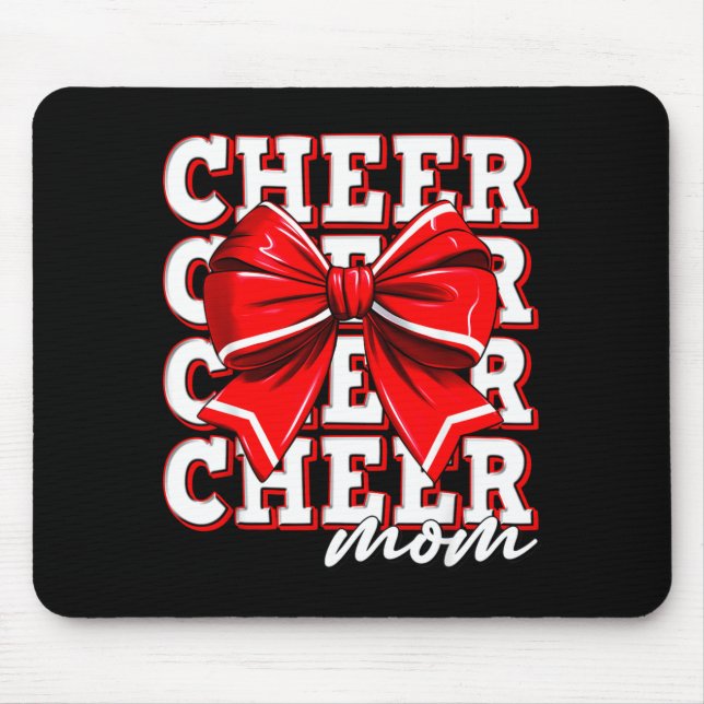 Cheer Mom Cheerleader Bow Biggest Fan Red Team  Mousepad (Vorne)