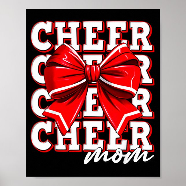 Cheer Mom Cheerleader Bow Biggest Fan Red Team  Poster (Vorne)
