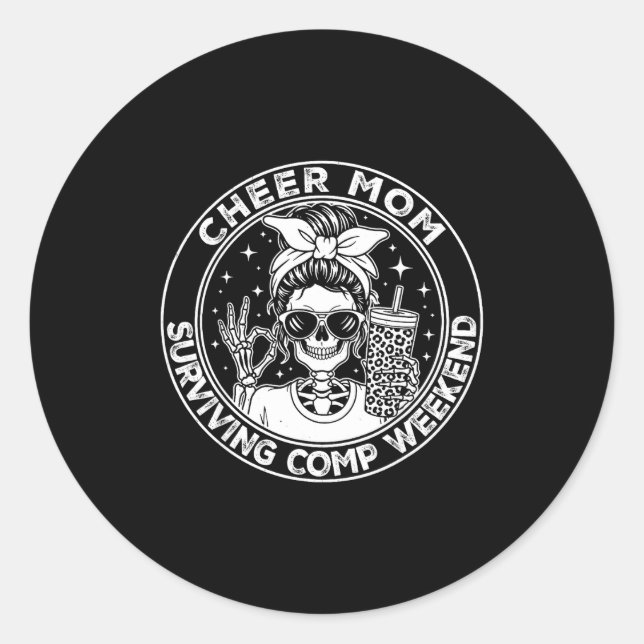 Cheer Mom Surviving Comp Weekend Funny Cheerleadin Runder Aufkleber (Vorderseite)
