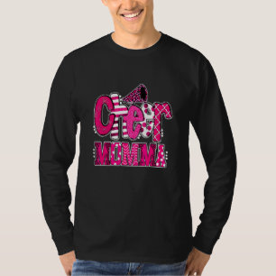 Cheer Momma größten Fan Leopard Print und Pom Pom T-Shirt