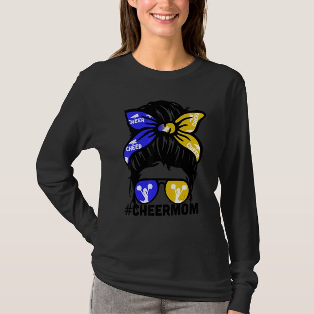 Cheer Mother Mama Blue & Gold Cheerleading Mom Mes T-Shirt (Vorderseite)