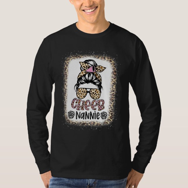 Cheer Nannie Leopard Messy Bun Cheerleader Bleache T-Shirt (Vorderseite)