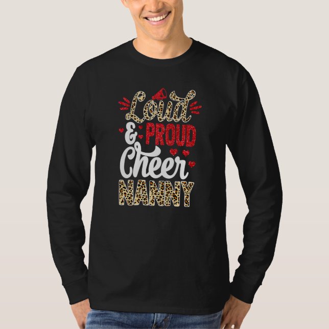 Cheer Nanny Biggest Fan Leopard Print And Pom Pom  T-Shirt (Vorderseite)