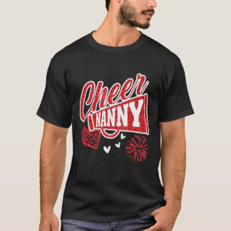 Cheer Nanny Größte Fan Leopard Print und Pom Pom T-Shirt