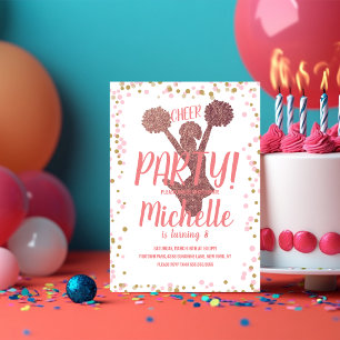 Cheer Party Cheerleading Geburtstag Blush Pink Einladung