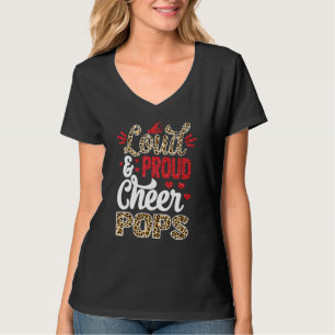 Cheer POP Größte Fan Leopard Print und Pom Pom T-Shirt