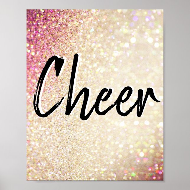 Cheer Poster | Imitate Glitzer Gold und Rosa (Vorne)