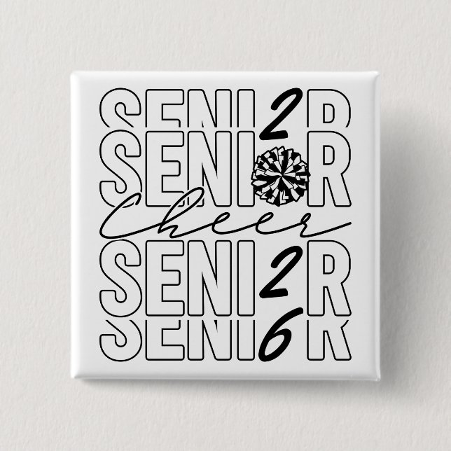 Cheer Senior 2026 Quadratischer Knopf Button (Vorderseite)