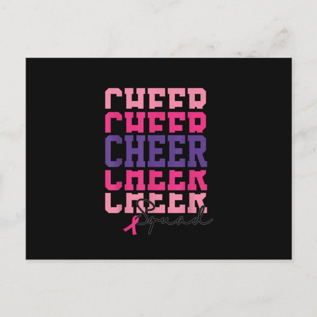 Cheer Squad Breast Cancer Awareness Pink Ribbon Wo Postkarte (Vorderseite)