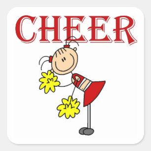 CHEER Stäbchen Figur Cheerleader T-Shirts und Gesc Quadratischer Aufkleber