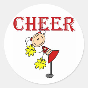 CHEER Stäbchen Figur Cheerleader T-Shirts und Gesc Runder Aufkleber