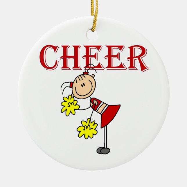 CHEER Strichmännchen Cheerleader T - Shirt und Ges Keramikornament (Vorne)