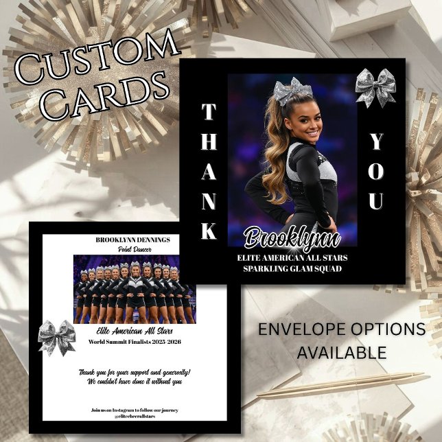 Cheer Team Cheerleader Danke-Karten Dankeskarte (Cheerleader thank you cards for cheer, dance or gymnastics teams. Thank your sponsors and supporters)