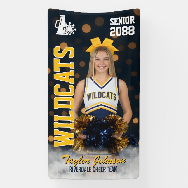 Cheer Team Custom Sports Photo Senior Cheerleading Banner (Vertikal)