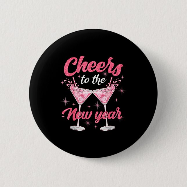 Cheer To The New Year Happy New Year 2026 Countdow Button (Vorderseite)