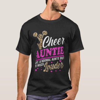 Cheer Tuntie Größte Fan Leopard Print und Pom Pom T-Shirt