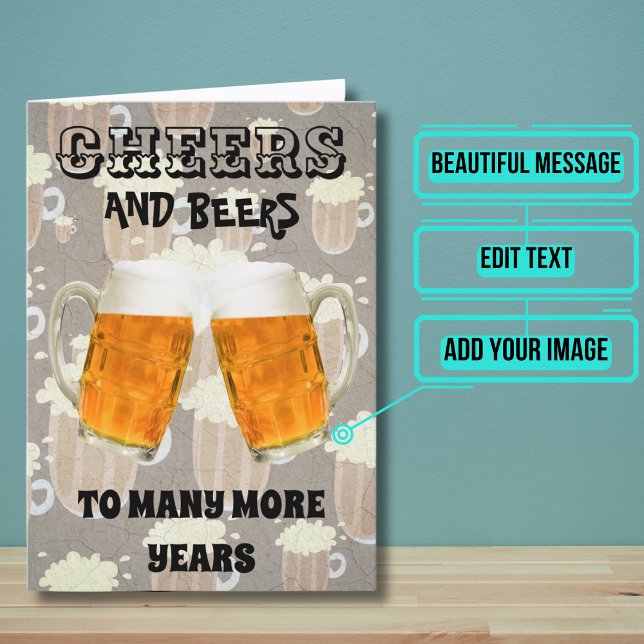 Cheer und Bierbraut Geburtstag Karte ( Outside is a fun photo of beers in a toast. Inside we've written just the right message.)