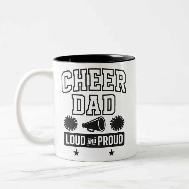 Cheer Vater Shirt Loud und Proud Cheerleading Zweifarbige Tasse (Links)