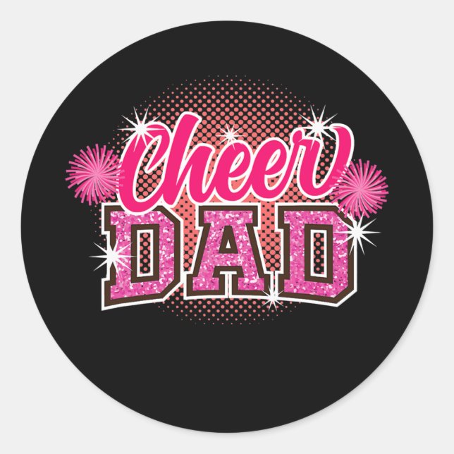 Cheer Vater Vatertag Cheerleader Papa Daddy Runder Aufkleber (Vorderseite)