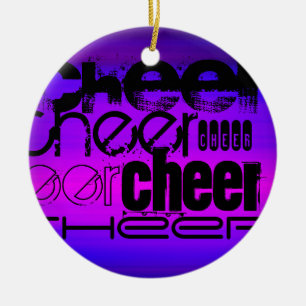 Cheer; Vibranly Blue und Magenta Keramik Ornament