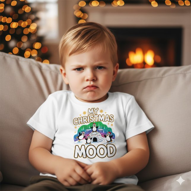 Cheerful Black Festive Penguin Igloo Christmas Baby T-shirt (Von Creator hochgeladen)