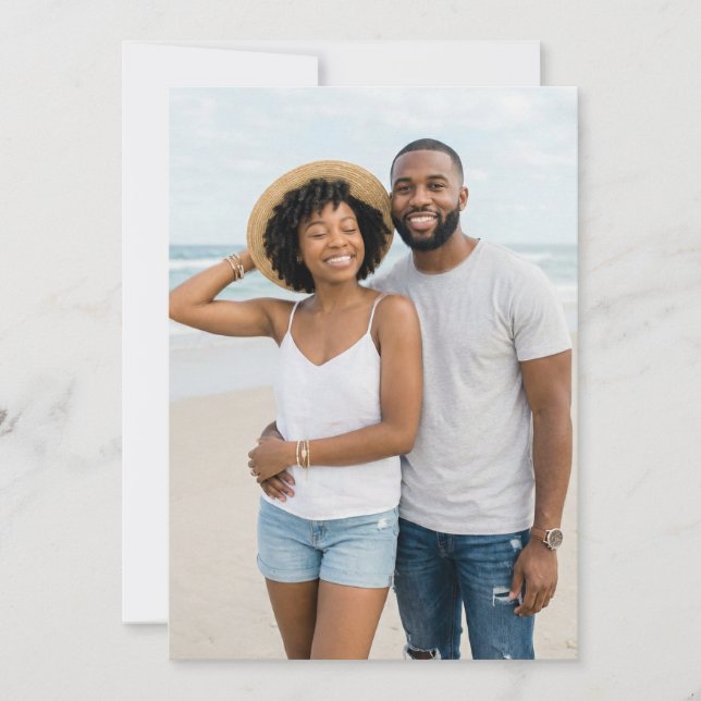 Cheerful Blue Beach Photo Einladung (Vorderseite)